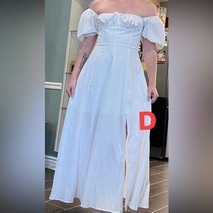 White dress off the shoulder